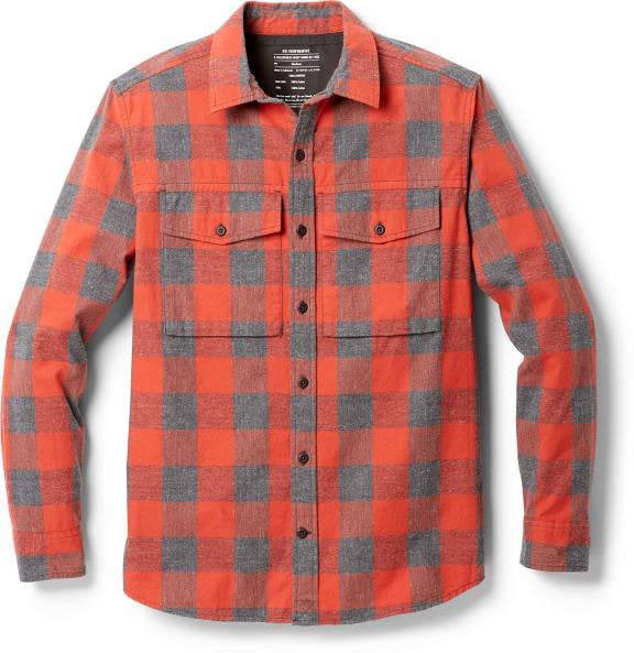 Features  Now made with organically grown cotton, which typically has a lower environmental impact than conventionally farmed cotton  Cotton flannel is soft and warm, yet rugged enough for camping, hiking and chopping wood  Button front, cuffs and chest pockets  Snap closure at collar  Machine wash warm; tumble dry low; do not bleach